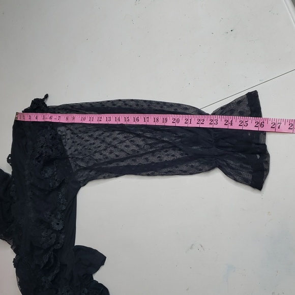 Kate & Mallory Womens Swiss Dot Lace Sheer Blouse Top Size 2X Witchy Vamp Black - Picture 13 of 15